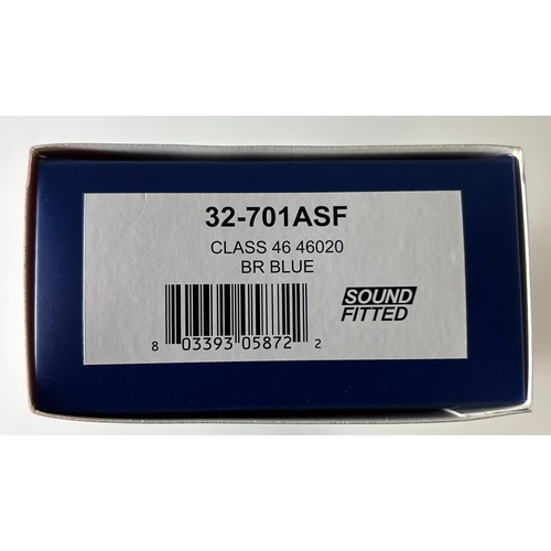 207 - Bachmann Branch-Line OO Diesel-Electric Locomotive. Class 46 46020 (32-701ASF) Sound Fitted. In BR B... 