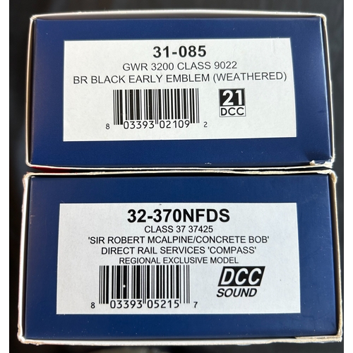 220 - 2 Bachmann Branch-Line Locomotives 31-085 GWR 3200 Class 9022 BR Black early emblem (weathered). Tog... 