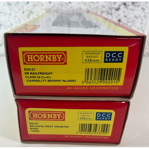 223 - 2 Hornby OO Gauge Locomotives, R3310 BR (Late) West Country Bude '34006'. Together with a R30157 BR ... 