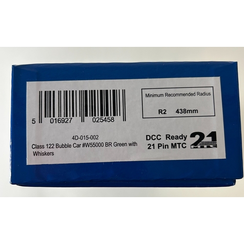 225 - Dapol OO Gauge 4D-015-002 Class 122 Bubble Car #W55000 BR Green with Whiskers. DCC Ready. Boxed and ... 