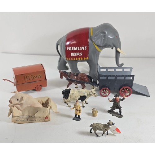35 - A Fremlins Brewery of Maidstone in Kent large grey plastic elephant. 18cm in length from tusk to tai... 
