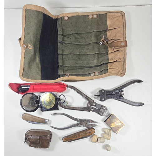 386 - A compass in black plastic case marked Freiberger Prazisuionsmechanik W-Nr. 37 54 1190; a German lin... 