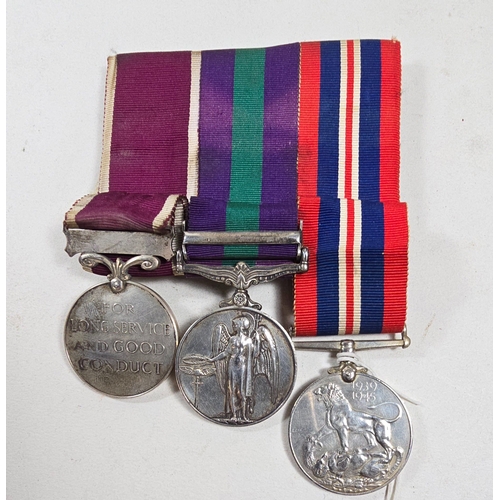 528 - Group of 3 medals, 1939-45 War Medal, pre-1962 ERII General Service Medal with bar 