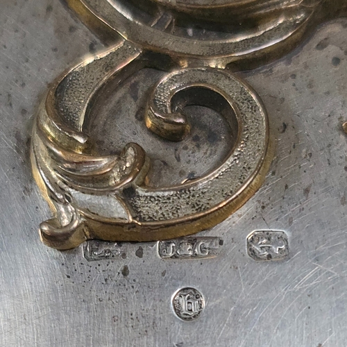 507 - A Victorian Cavalry officer's silver fronted pouch belt pouch, the plate bearing B'ham HM for 1876. ... 