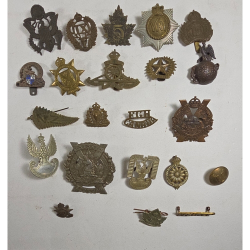 406 - 14 Overseas cap badges, including Canadian 5th C.E.F. Mounted Rifles, 4 other Canadian including Tor... 