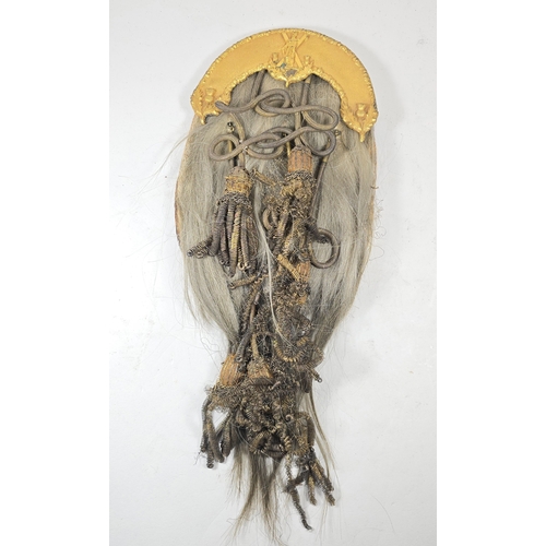 504 - An early 20th century dress sporran, gilt cantle with St Andrew and X In relief together with thistl... 