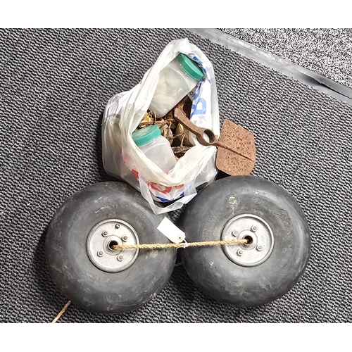 361 - Spitfire/ hurricane tail Wheels x2 in good condition original tyres marked A.M Good year, 4.95x 3 1/... 