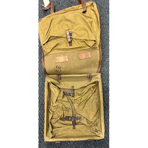 543 - WW1 German Tornister backpack dated 1917 maker marked BAK.
