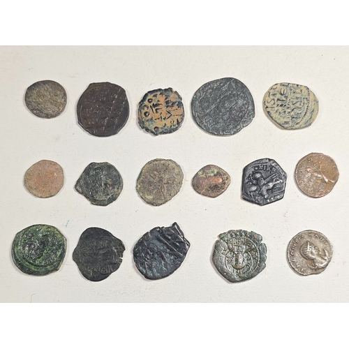 330 - Byzantine Bronzes x 10 also 6 Roman coins. GC