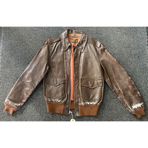 513 - Type A-2 WW2 era US Army air forces flight jacket made by rough wear clothing company size 36, pleas... 