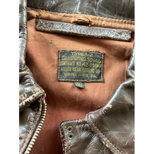 513 - Type A-2 WW2 era US Army air forces flight jacket made by rough wear clothing company size 36, pleas... 