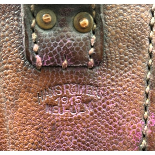 542 - A nice pair of German WW2 ammunition pouches, not matching but both dated 1915. Makers are Hesselber... 