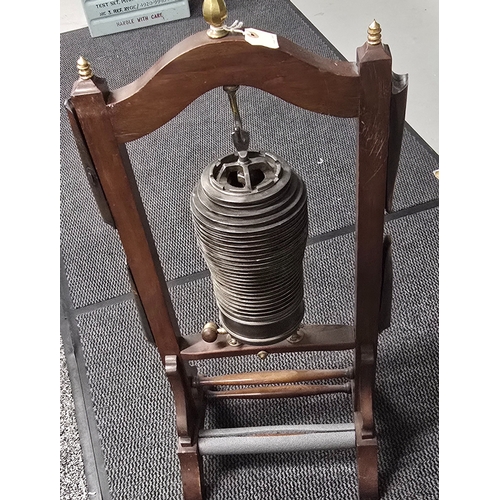 367 - A floor mounted gong, consisting of an air cooled cylinder from an early rotary or radial aircraft e... 