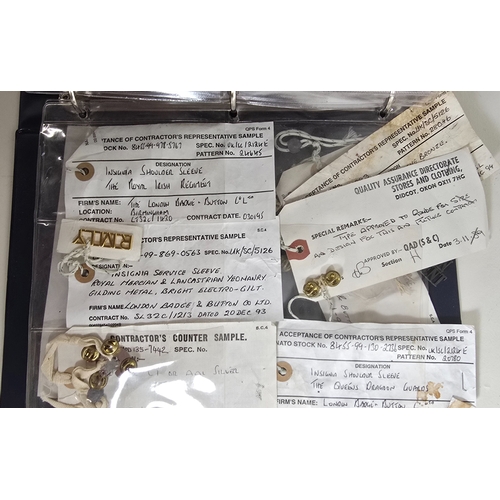 415 - Nineteen London Badge & Button Co. Contractor's Samples for mostly Naval badges, titles and fitt... 
