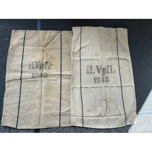 533 - 2 WW2 period German flour sacks, both with printed eagle, one dated 1940, other 1943