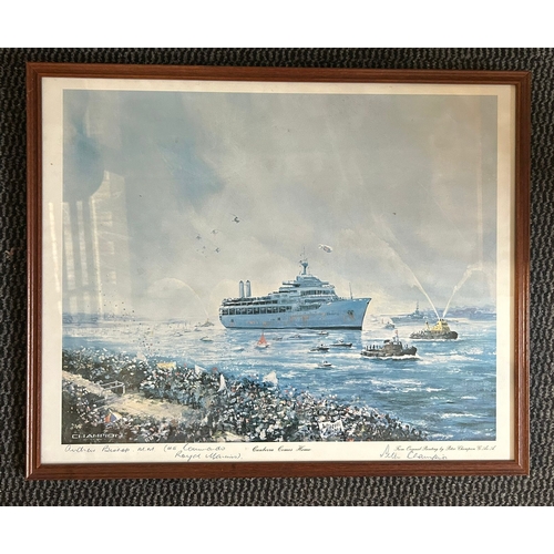 380 - 4 large framed prints relating to the Falklands conflict by the artist Peter Champion: 'Falklands Ha... 