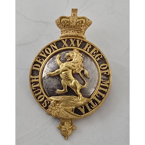 501 - A good Victorian officer's gilt glengarry badge of the XXV South Devon Regiment of Militia, with sil... 