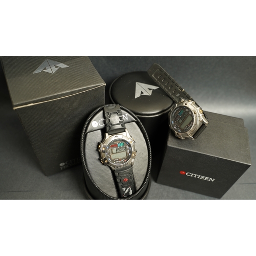 353 - Two Citizen digital divers watches.Both boxed with selection of paperwork.Model D288-S63715Both stra... 