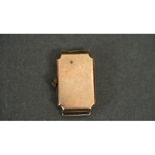 317 - Ladies 9Kt gold watch. C.1930s. 17mm x 26mm, unbranded. Running.