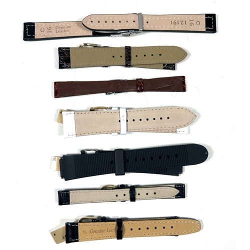337 - 7x Brand new old stock leather watch straps in various sizes and colours.