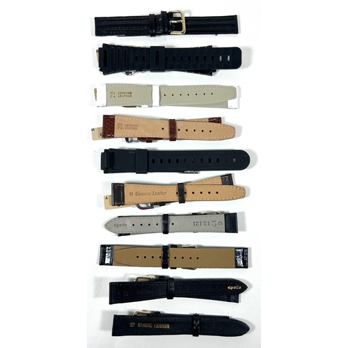 339 - 10x Brand new old stock genuine leather watch straps in various sizes and colours.