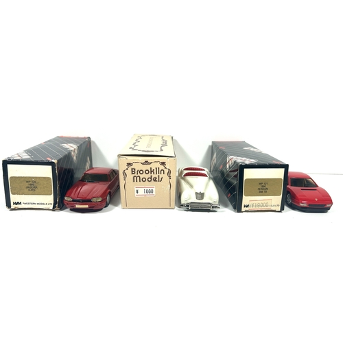 24 - 3 White Metal Models. 2x Western Models - WP120 1990 Jaguar XJRS. In red oxide red with tan interior... 