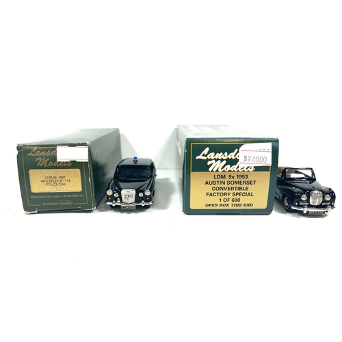 25 - 2 Lansdowne White Metal Models. A LDM 9x 1953 Austin Somerset Convertible. In black with brown inter... 