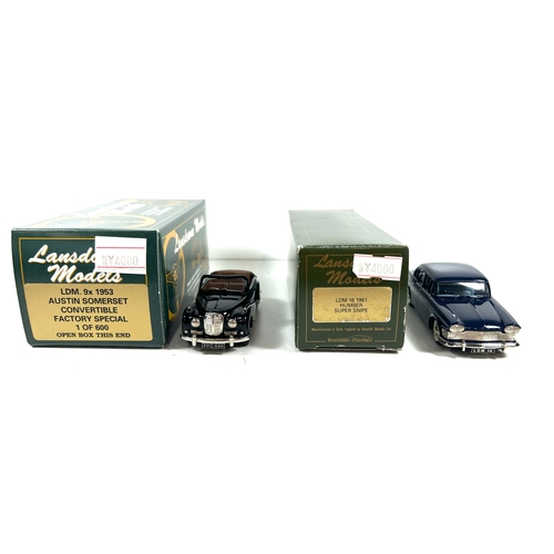 26 - 2 Lansdowne White Metal Models. A LDM9x 1953 Austin Somerset Convertible. In black with brown interi... 