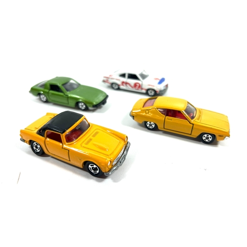 45 - 4 various scale Tomica. No.23 Honda S800M. No.50 Mazda Savanna RX-7 Limited. No.62 Nissan Silvia LS ... 
