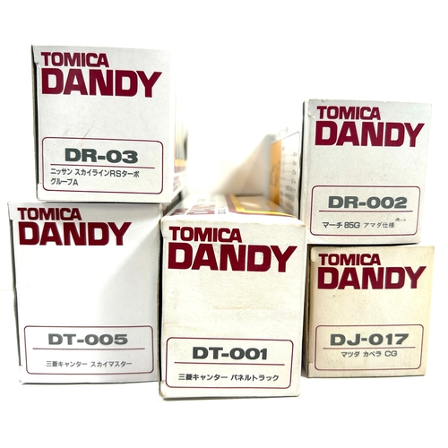 58 - 5 Tomica Dandy. DT-001 Mitsubishi Canter Panel Truck. DR-002 March Amada 85G race car. DR-03 Nissan ... 