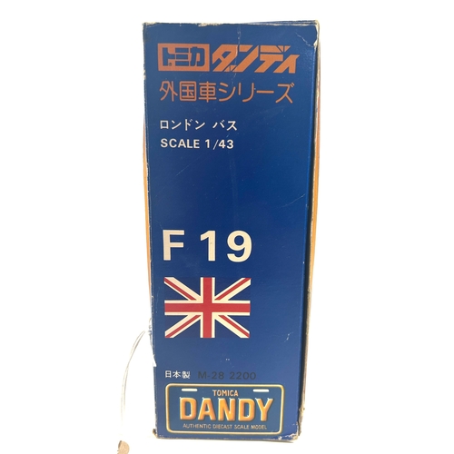 57 - Tomica Dandy Diecast Model. 1;43 scale No. 'F19 London Bus with lamp and bus stop', Boxed (slight we... 
