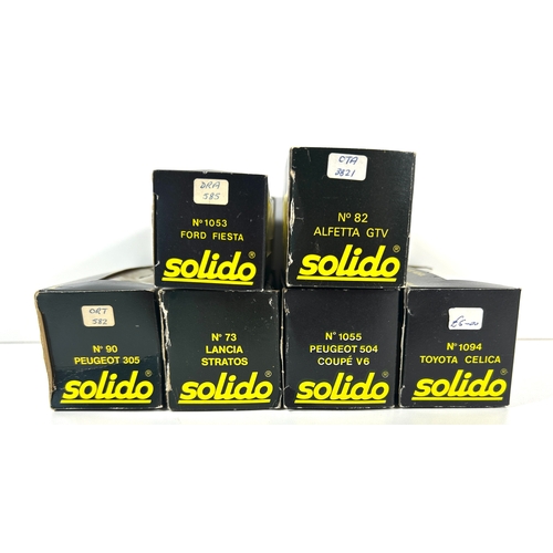 18 - 6 Solido late 70's early 80's Cars. Toyota Celica (1094) in cream RN29. Lancia Stratos (73) in white... 