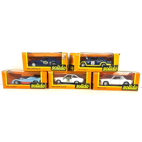 19 - 5 1970's Solido Cars. BMW 3.0CSL (25) in white BMW racing livery. Plus a Ford Escort Rallye (61) in ... 