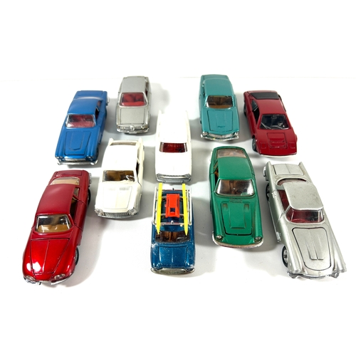 21 - 10 1960's Italian Politoys, Mebetoys and Mercury Cars. 5x Politoys - Maserati 3500. Alfa Romeo Giuli... 