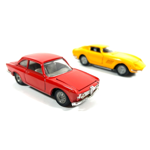 22 - 2 Italian Politoys -M series. Alfa Romeo Giulia Sprint GT (500). In red, with light grey interior. P... 