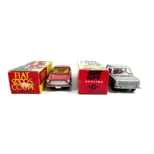 47 - 2 Italian Mercury Cars. A Fiat 2300S Coupe (23), in bright red with yellow interior. Plus a Fiat 124... 