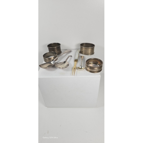 346 - A small quantity of silver items including sugar sifter HM London 1834; a finely engraved silver HM ... 