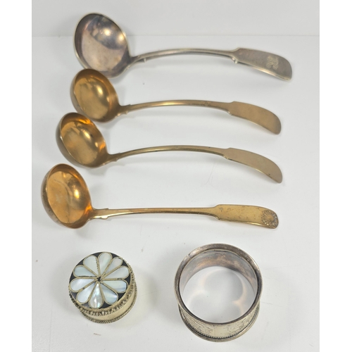 346 - A small quantity of silver items including sugar sifter HM London 1834; a finely engraved silver HM ... 