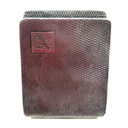 338 - A good silver travel clock case, 65x57x16mm, HM Birmingham 1927, with engine  turned finish overall ... 
