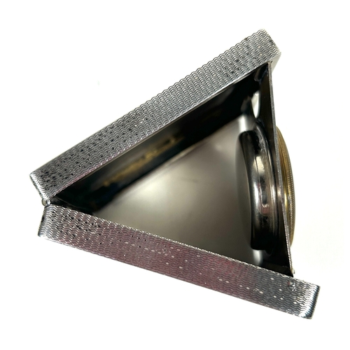 338 - A good silver travel clock case, 65x57x16mm, HM Birmingham 1927, with engine  turned finish overall ... 