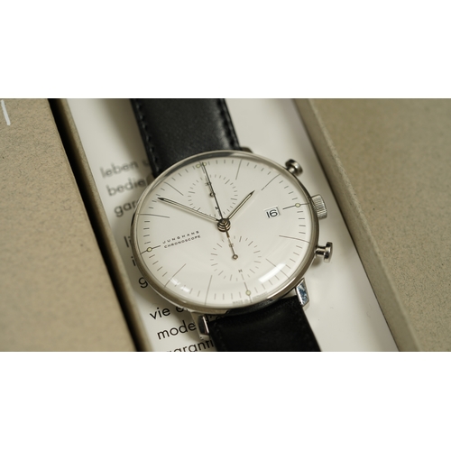 307 - Junghans Chronoscope Max Bill automatic chronograph.40mm steel case, caseback signed 'Designed by Ma... 