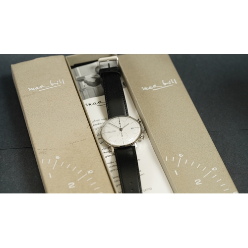 307 - Junghans Chronoscope Max Bill automatic chronograph.40mm steel case, caseback signed 'Designed by Ma... 