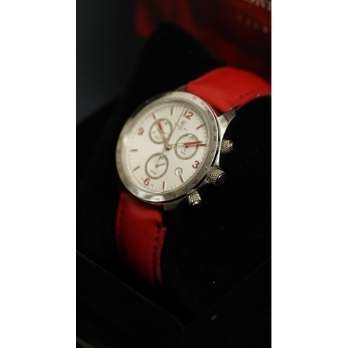 305 - Christopher Ward quartz chronograph.36mm steel case with screwdown crown and tachymeter outer bezel.... 