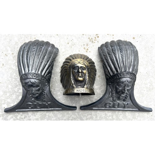 15 - 3 Classic Guy motors badges. All Indians with headdress with the Guy Phrase 'Feathers in our cap'  (... 