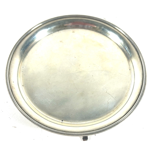 32 - A silver letter tray on 3 tapered feet, 6
