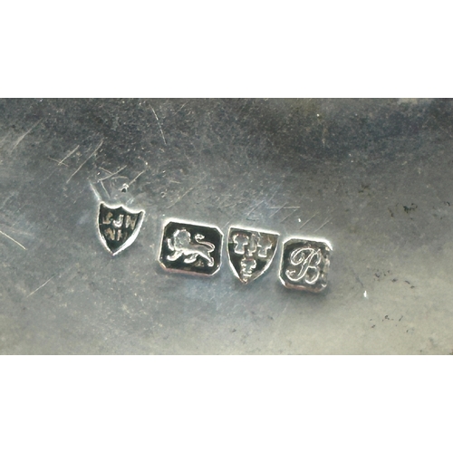 32 - A silver letter tray on 3 tapered feet, 6