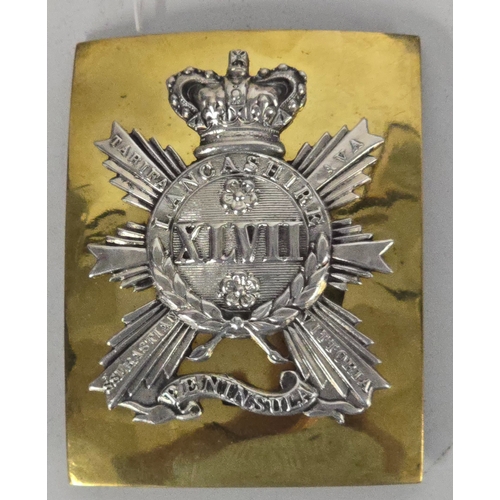 51 - A pre-1855 Officer's rectangular gilt and silver Shoulder Belt Plate of the 47th (The Lancashire) Re... 