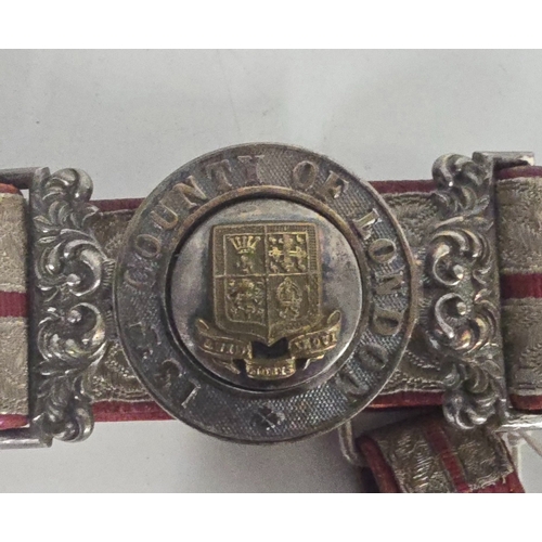 55 - An Officers silver bullion Sword Belt and Sling, with silver and gilt buckle to the 13th County of L... 