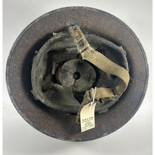 57 - British Army officers peaked cap badged to the Royal Army pay corps. Also a WW2 steel helmet with tr... 