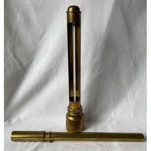 24 - Brass Ships Thermometer by G.H. Zeal and a Telescope Sighting No22D.MKI believed to be WWII